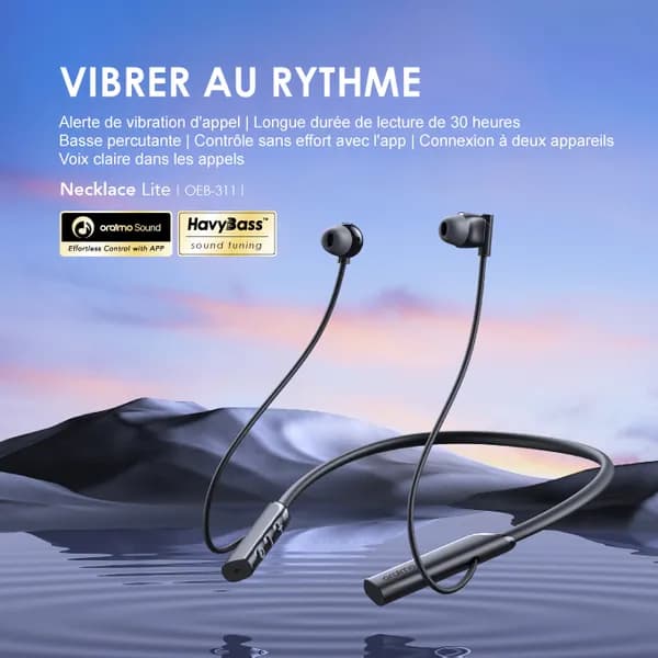 oraimo Necklace Lite Casque sans fil à vibration d'appel